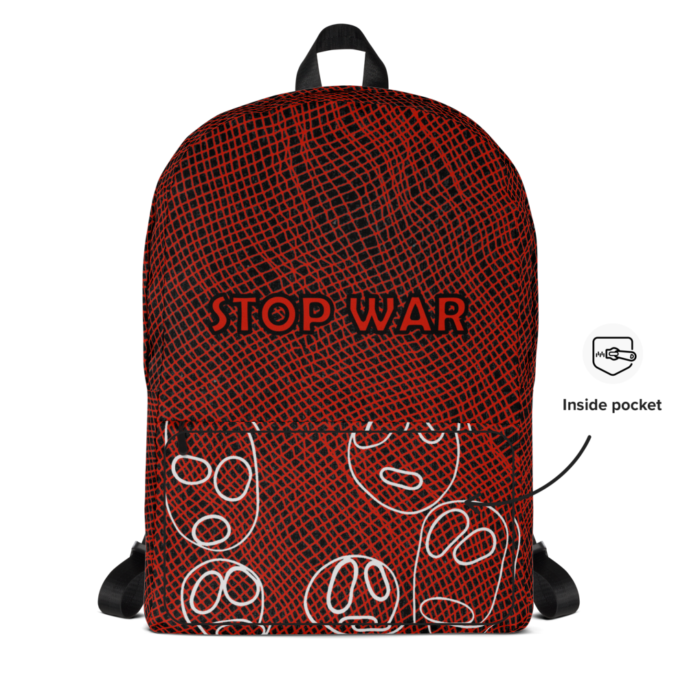 Mochila Stop War com Impressão em Toda a Área