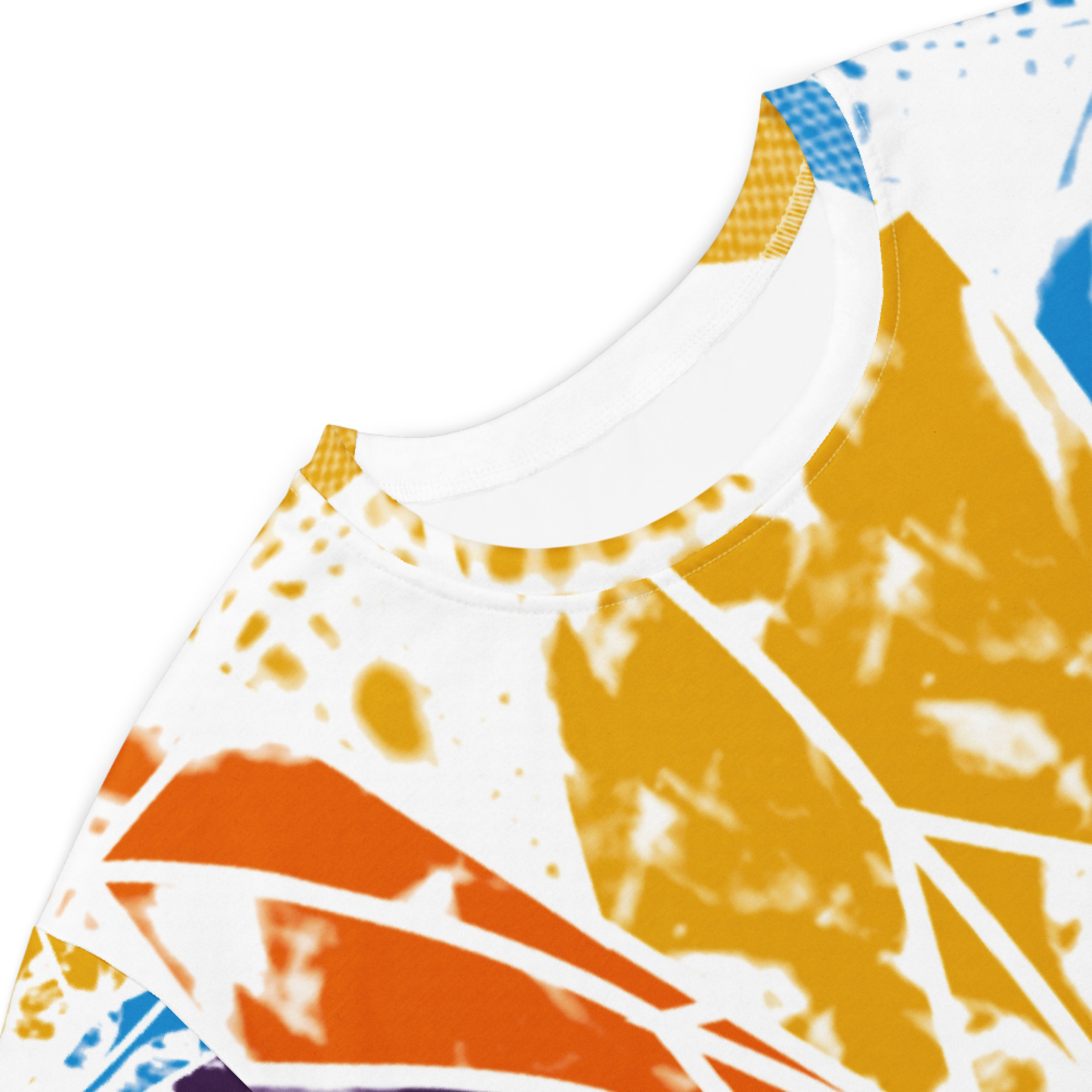 Women's dress-shirt with an abstract geometric pattern and modern urban style.

