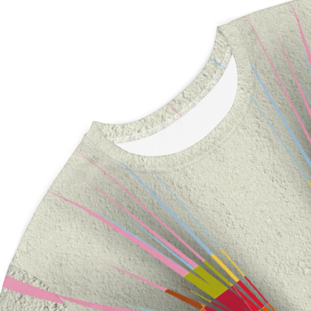 Women's dress-shirt with an abstract geometric pattern and modern urban style.
