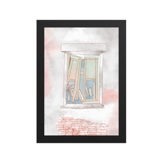 Janela Silenciosa – Pôster Artístico A4 com Moldura | Ilustração Minimalista Contemporânea