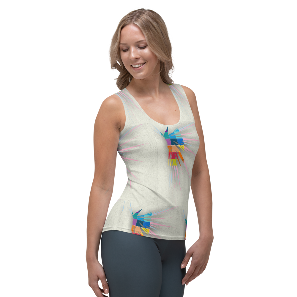 Women's tank top with a geometric pattern and modern style.
