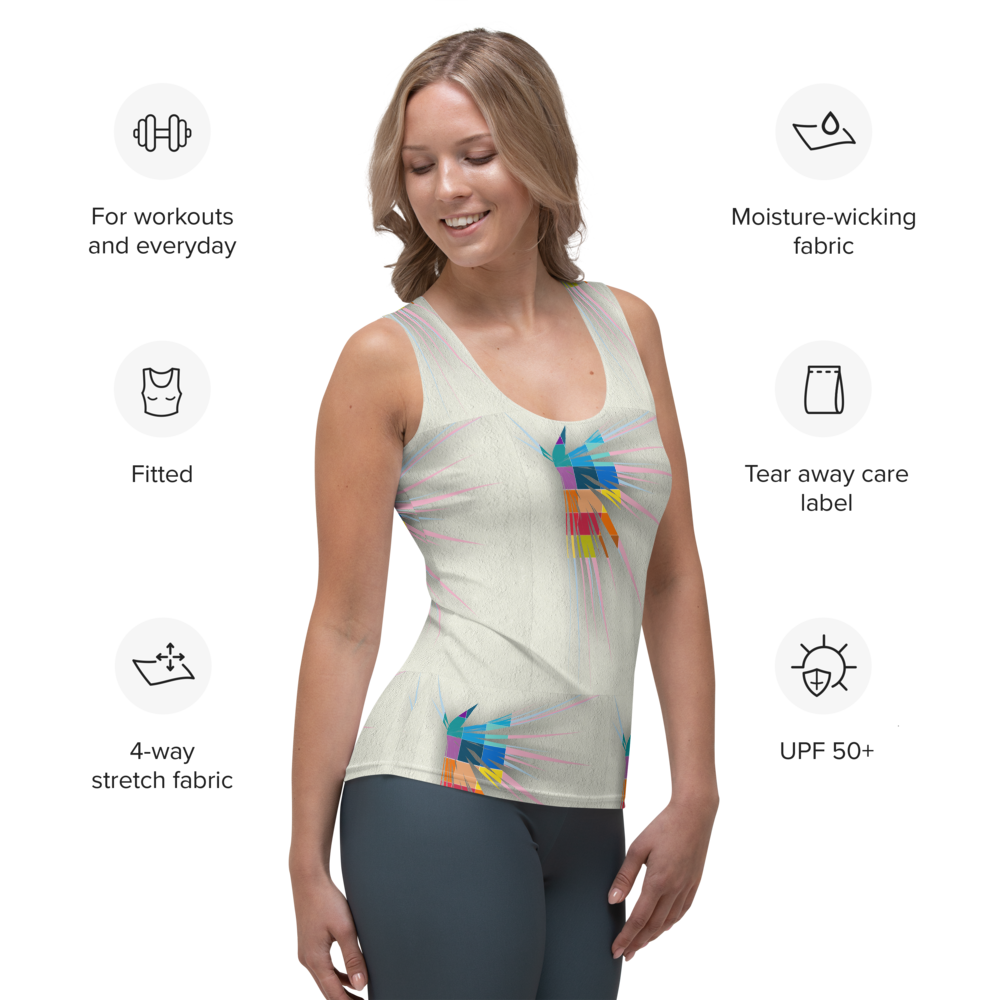 Women's tank top with a geometric pattern and modern style.
