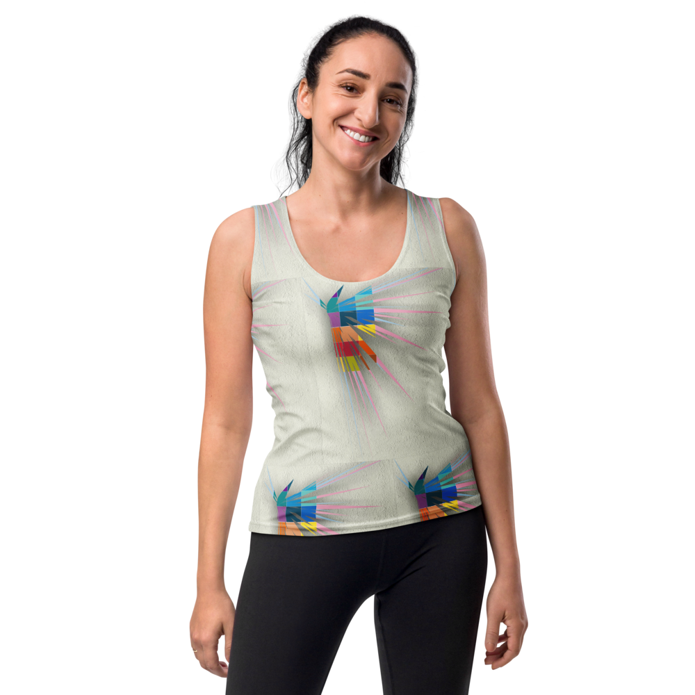 Women's tank top with a geometric pattern and modern style.
