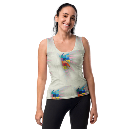 Women's tank top with a geometric pattern and modern style.
