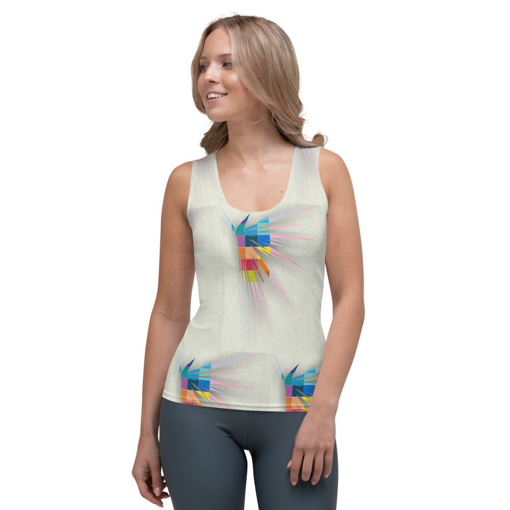 Women's tank top with a geometric pattern and modern style.
