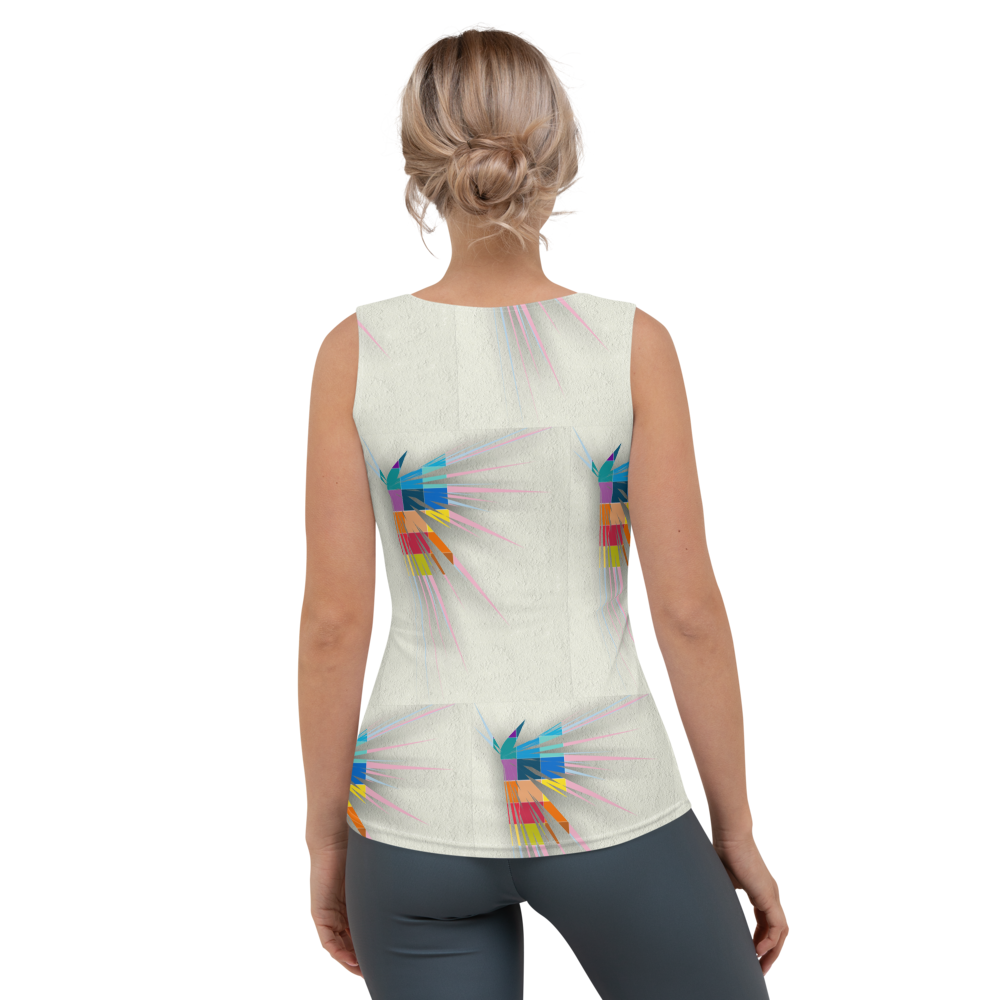 Women's tank top with a geometric pattern and modern style.
