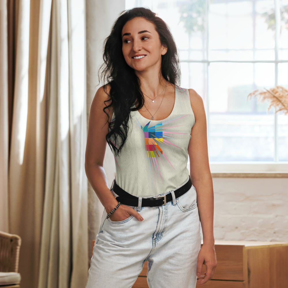 Women's tank top with a geometric pattern and modern style.
