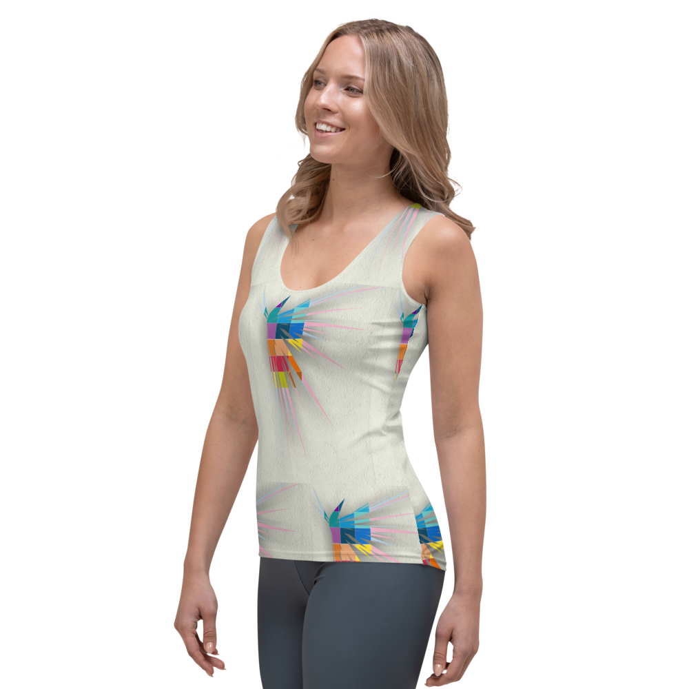 Women's tank top with a geometric pattern and modern style.
