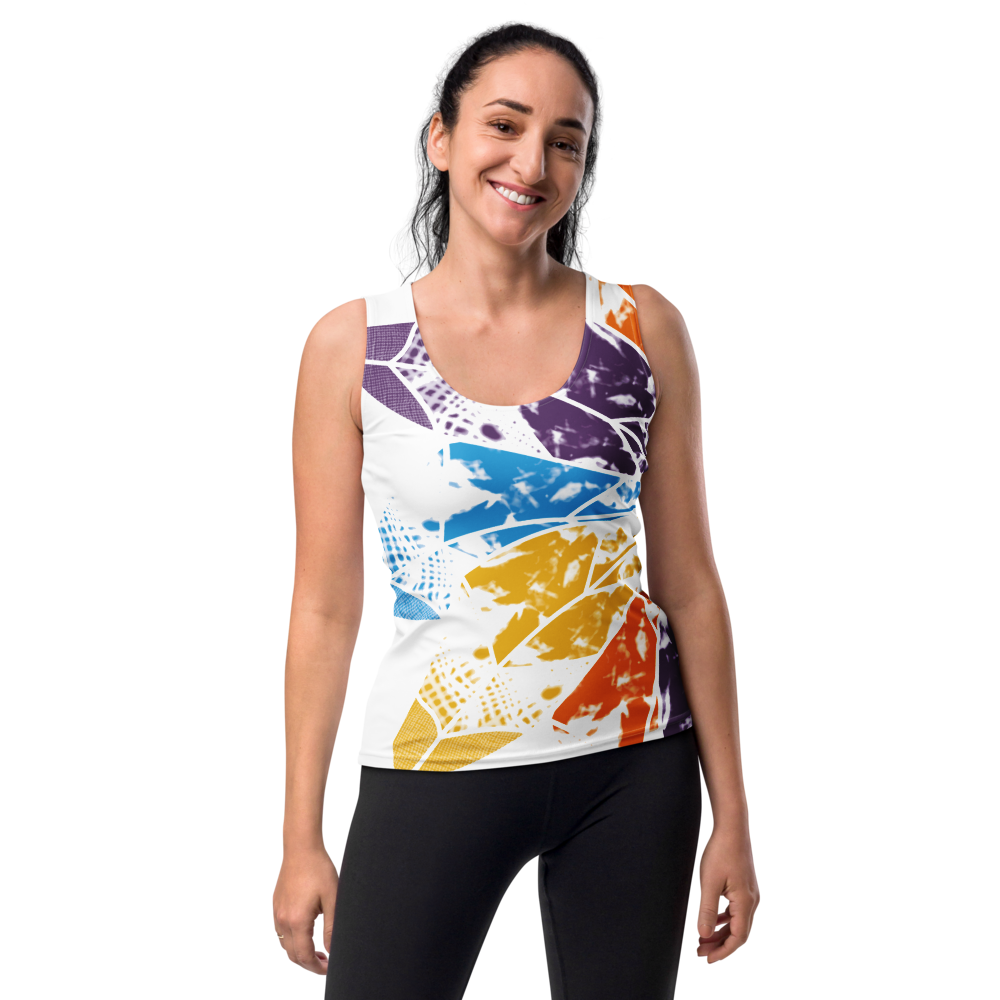 Women's dress-shirt with an abstract geometric pattern and modern urban style.
