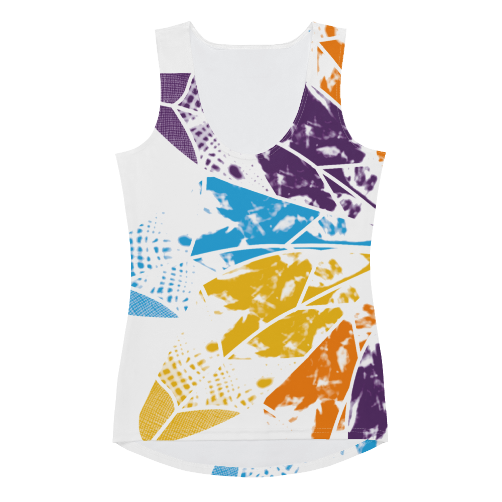 Women's dress-shirt with an abstract geometric pattern and modern urban style.
