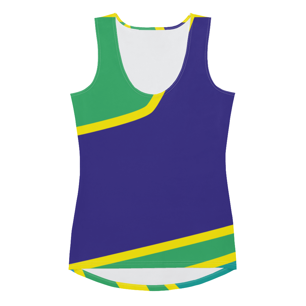 Women's tank top with a tropical print and modern style.