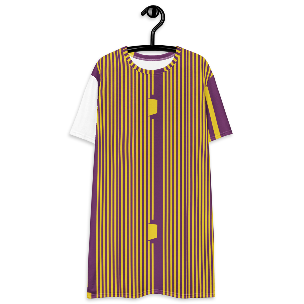 Women's dress-shirt with an abstract geometric pattern and modern urban style.