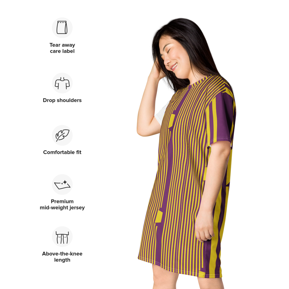 Women's dress-shirt with an abstract geometric pattern and modern urban style.
